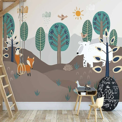 papier peint chambre garçon forêt