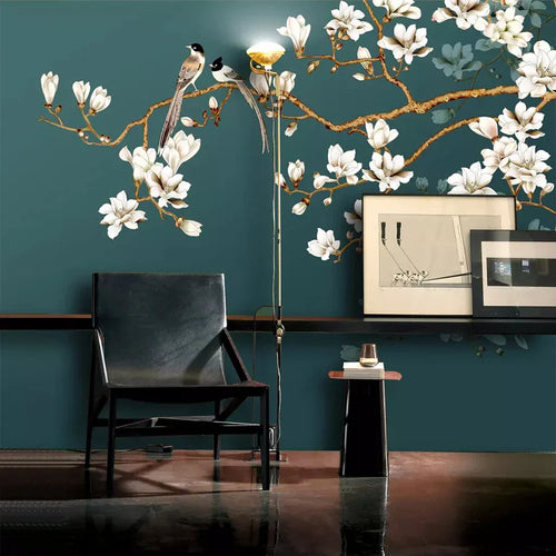 papier peint fleur vert - 1M²