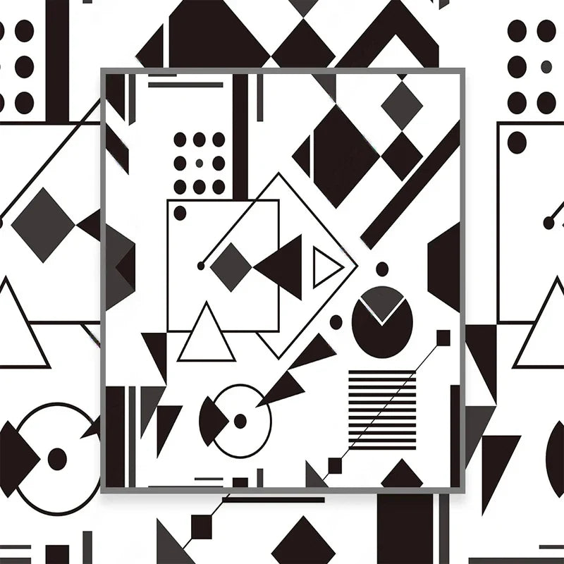 papier peint géométrique noir et blanc