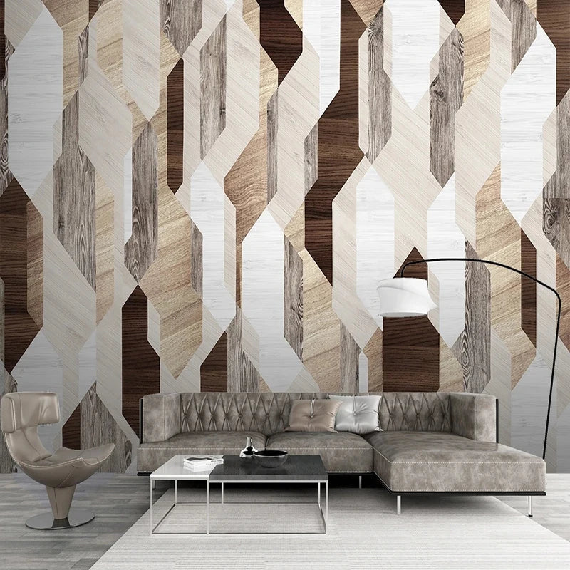 papier peint parement bois géometrique - 1M²