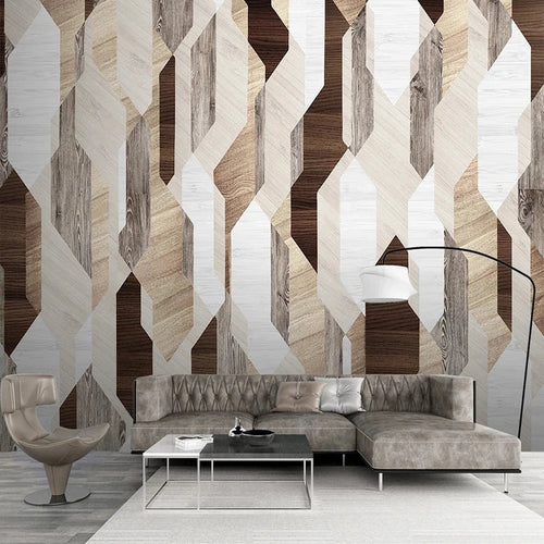 papier peint parement bois géometrique - 1M²
