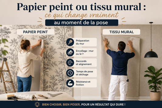 Papier peint ou tissu mural : ce qui change vraiment au moment de la pose