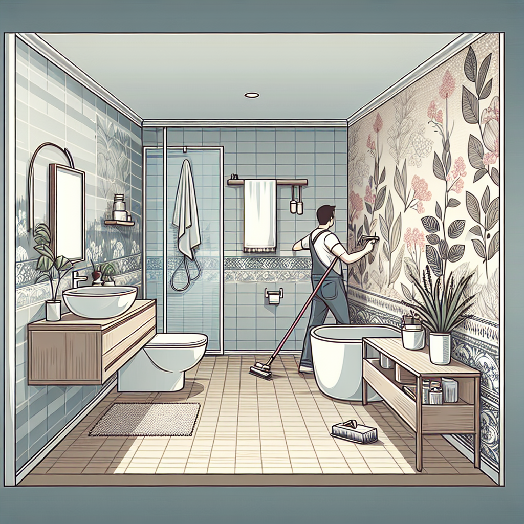papier peint salle de bain leroy merlin