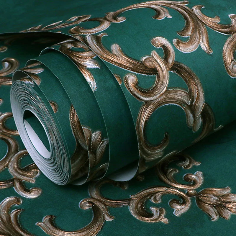 papier peint baroque vert