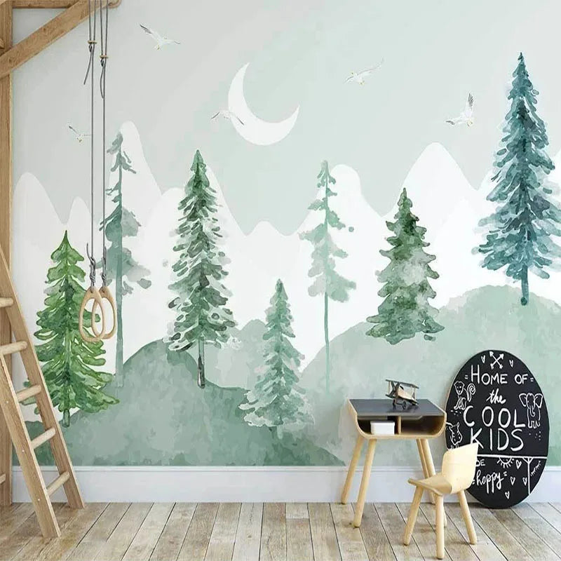 papier peint chambre garçon forêt