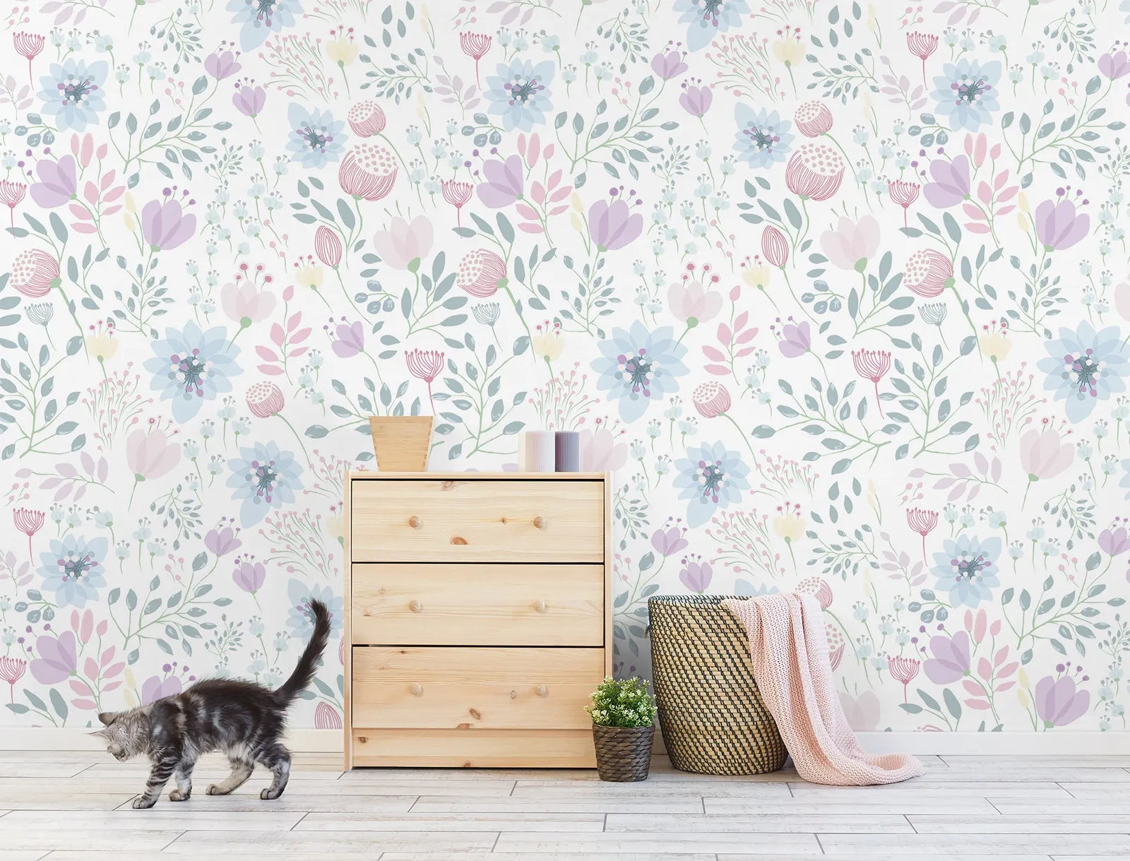 papier peint fleuri chambre fille