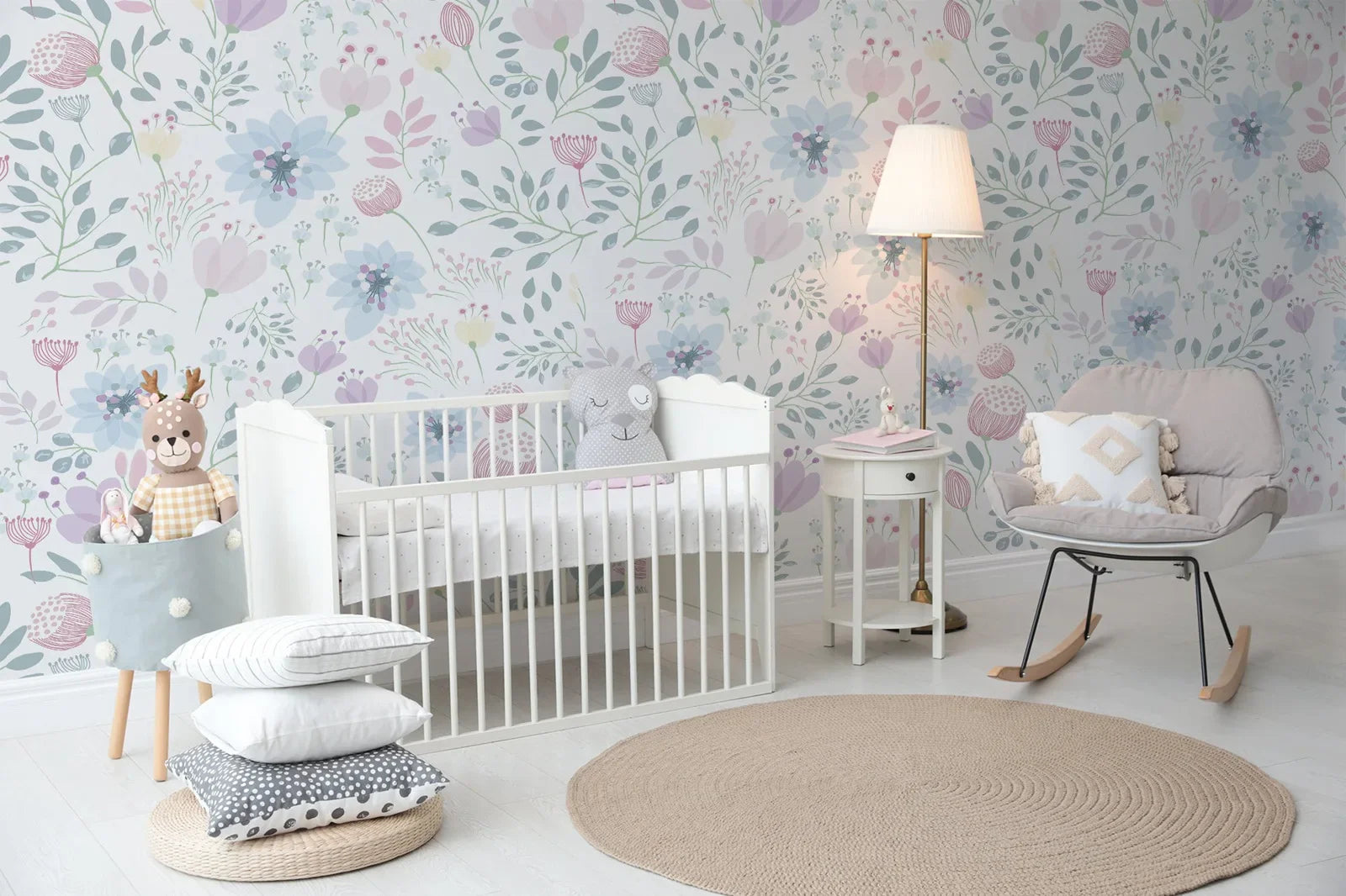 papier peint fleuri chambre fille